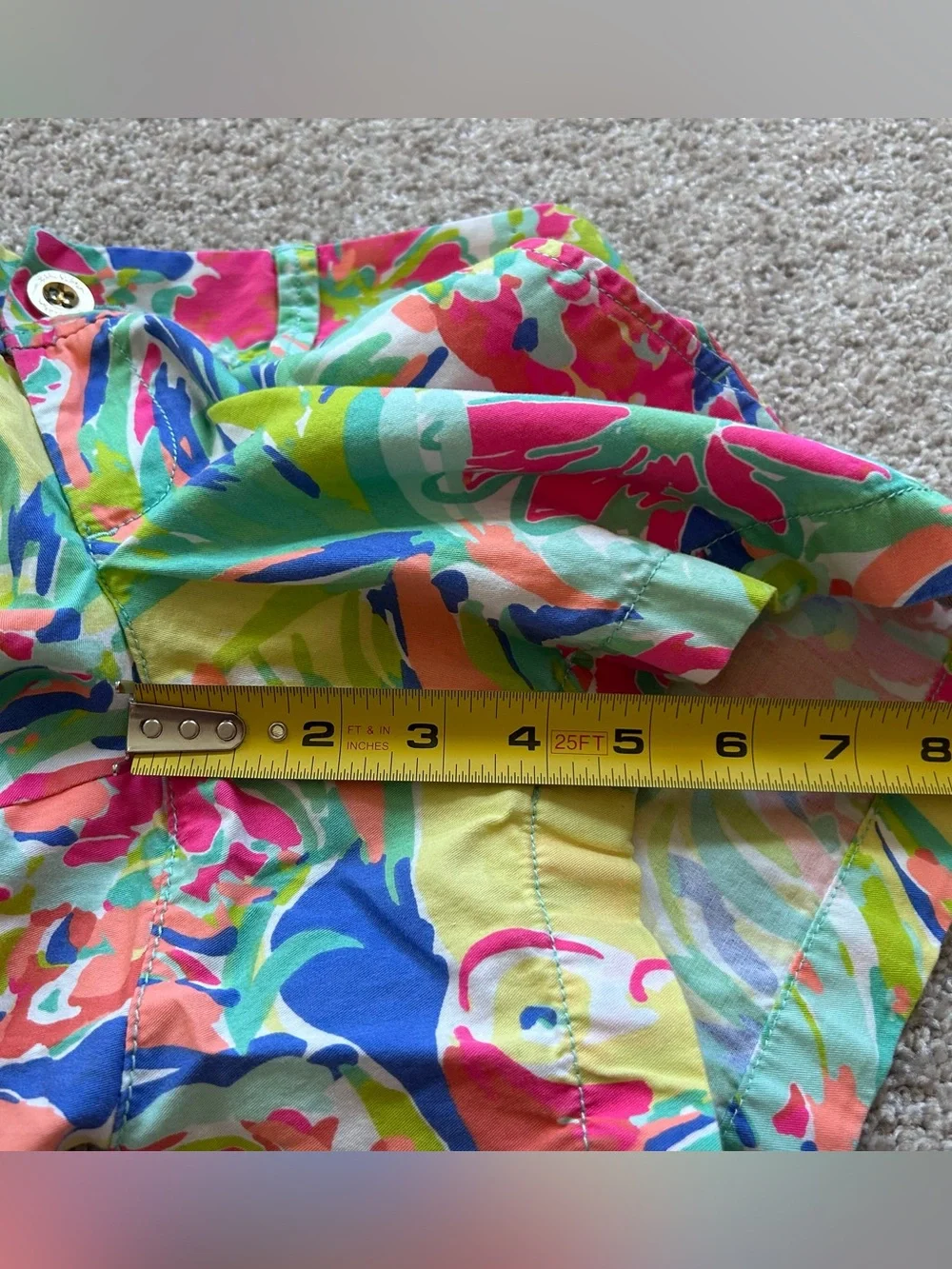 Lilly Pulitzer Callahan Mid Rise Flat Front Chino Shorts Women's Size 0 Tropical